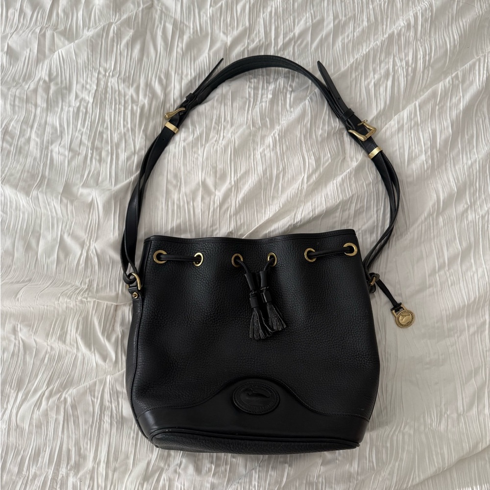 Vintage Dooney & Bourke Black Leather Bucket Purse